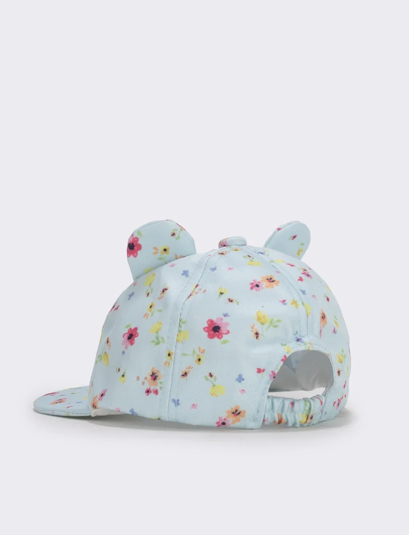 Cappellino con orecchie e fiori - Denim