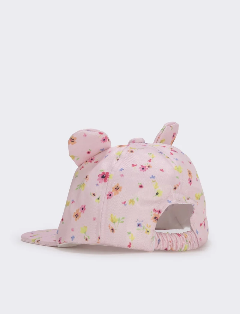 Cappellino con orecchie e fiori - Rosa