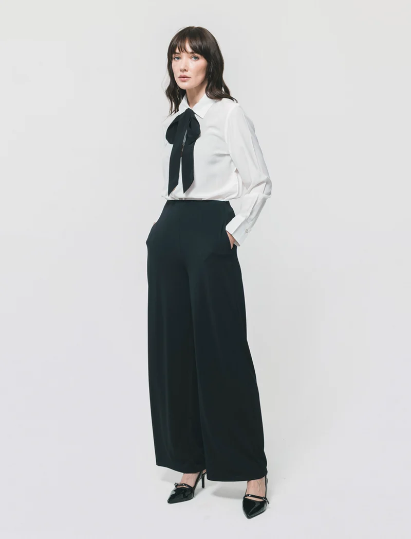 Camicia con fusciacca al collo e maniche lunghe - Bianco