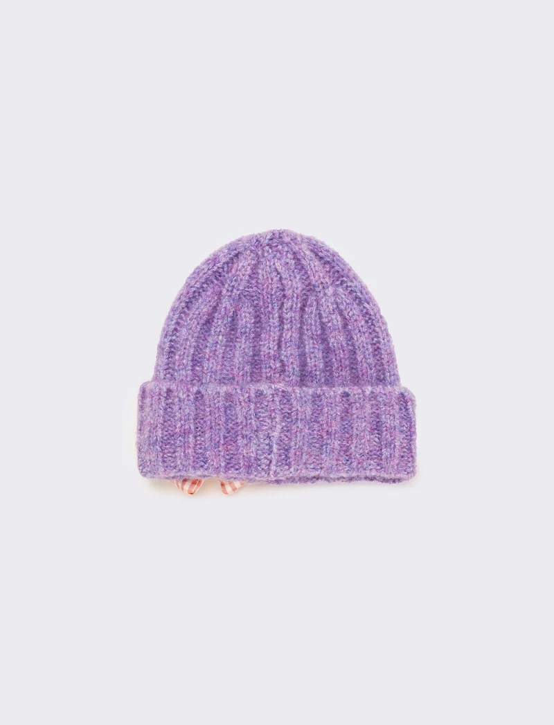 Set cappello e sciarpa con fiocco vichy - Lilla