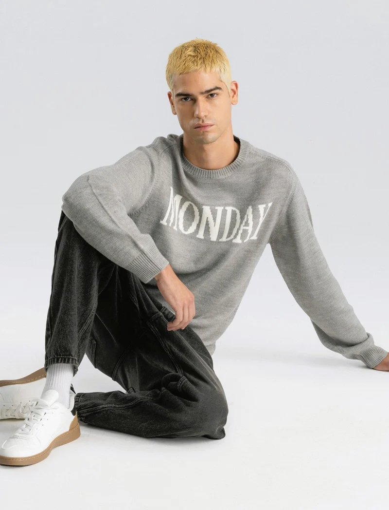 JEANS DENIM NERO LOOSE FIT CON ABRASIONI - Nero