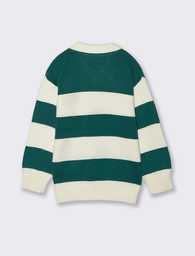 Maglioncino polo rigato oversize sportivo - Righe