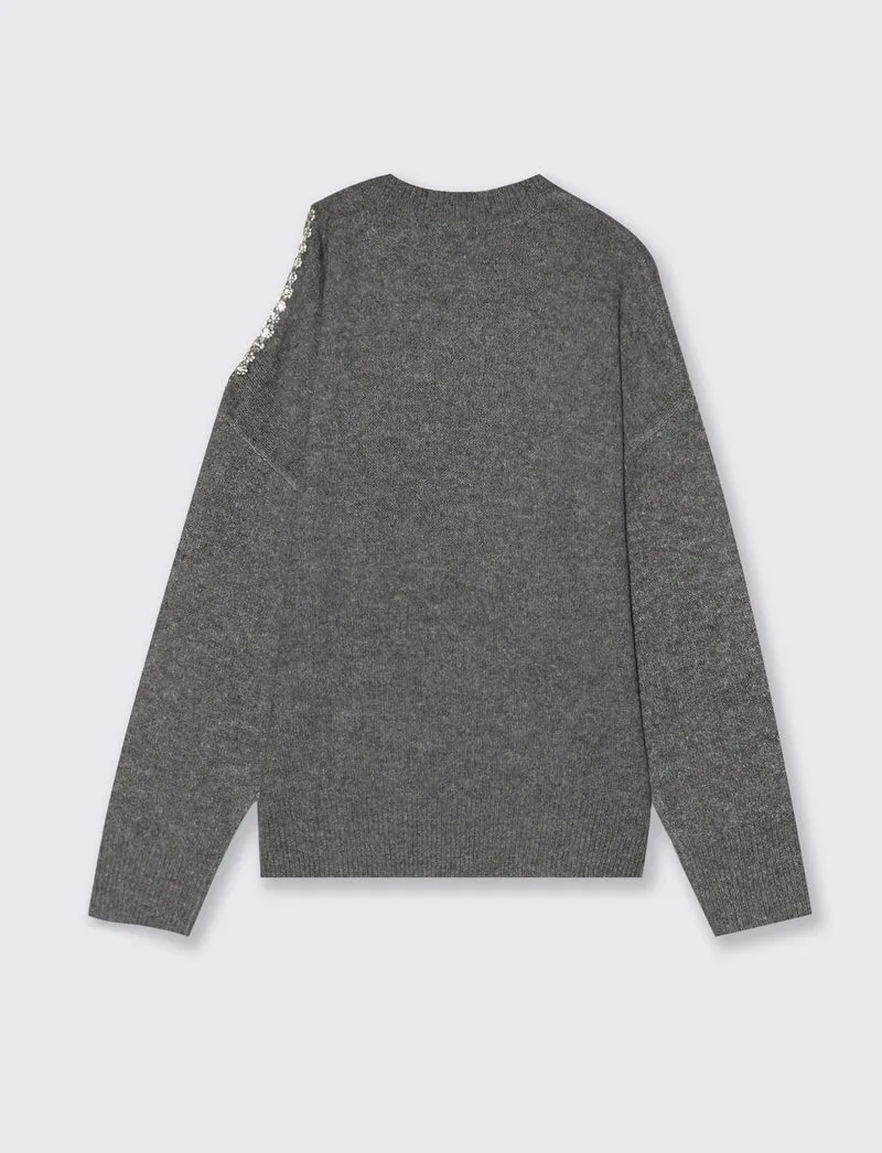 PULLOVER CON CUT-OUT - Grigio mel.