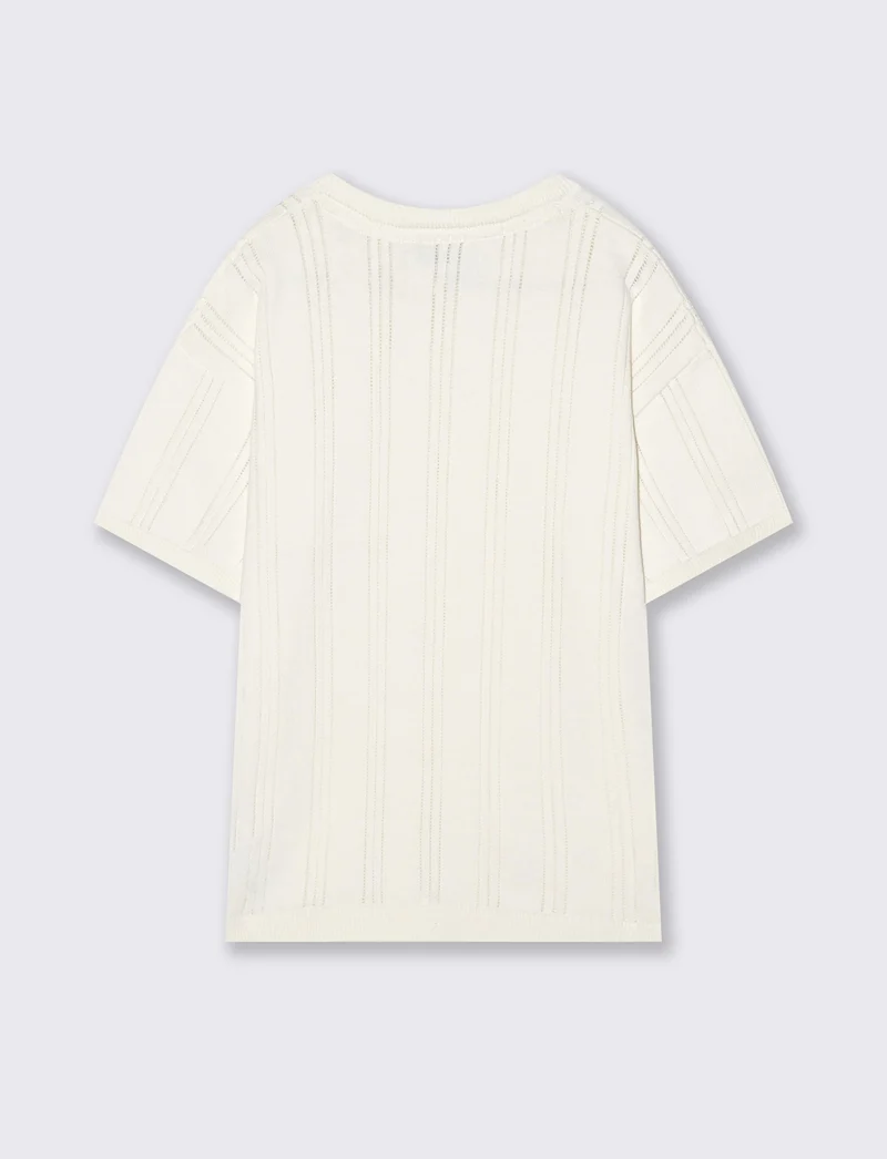 T-shirt in cotone mezza manica regular - Bianco latte