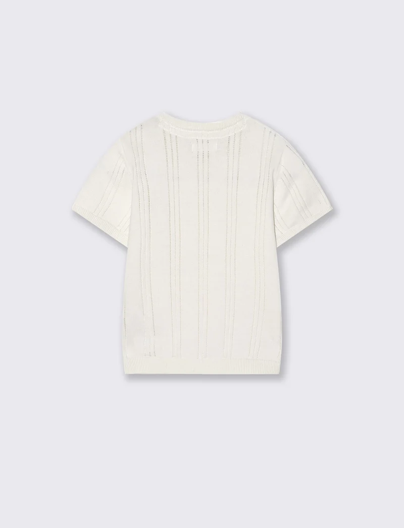 Maglia girocollo con taschino trendy - Bianco latte