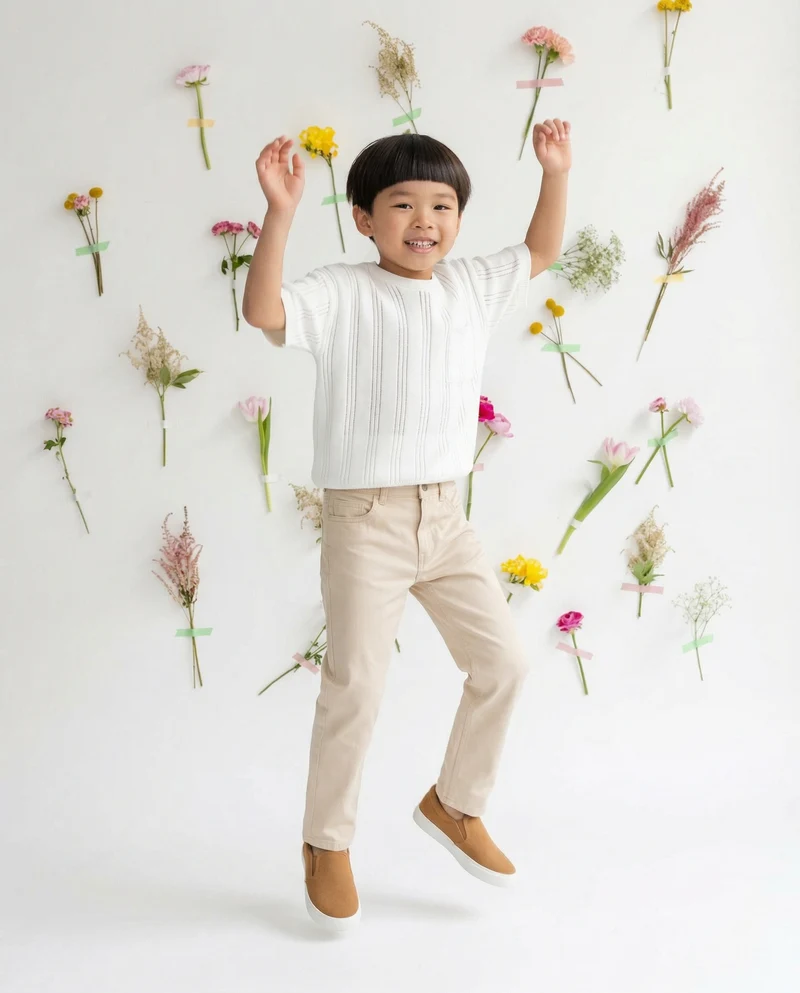 Pantaloni Regular in Cotone Elastico - Beige