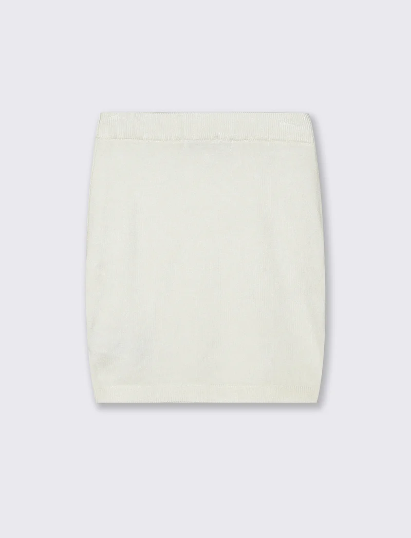 Gonna in maglia con bottoni decorativi - Bianco latte