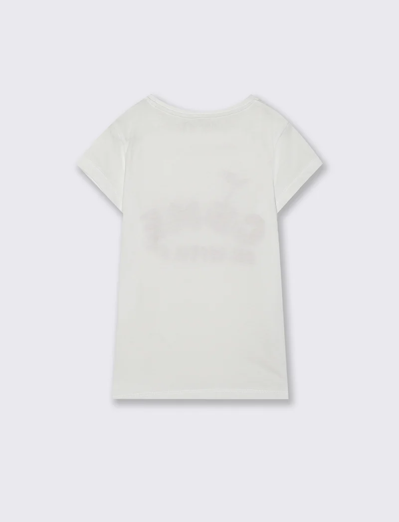 T-shirt estiva bambina con stampa colorata - Bianco