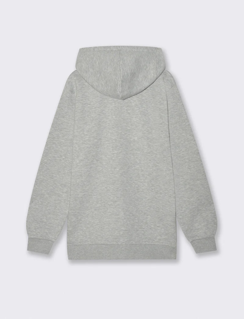 Felpa Basic con Cappuccio e Cerniera - Grigio mel.