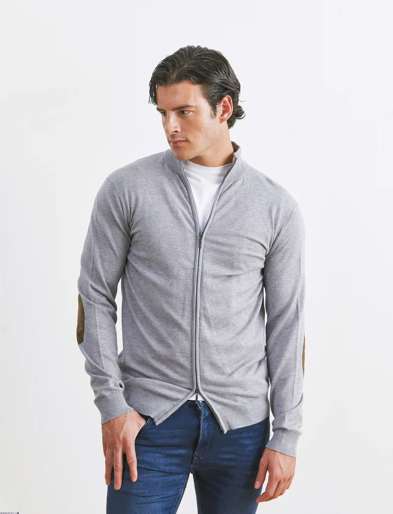 MAGLIA CARDIGAN PREMIUM - Grigio mel.