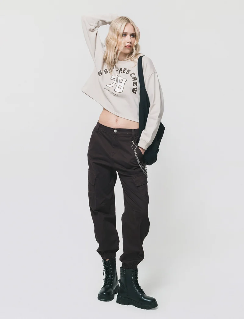 Pantalone con Catena e Elastico - Moro