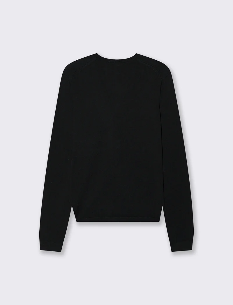 Maglia Manica Lunga Scollo a V - Nero