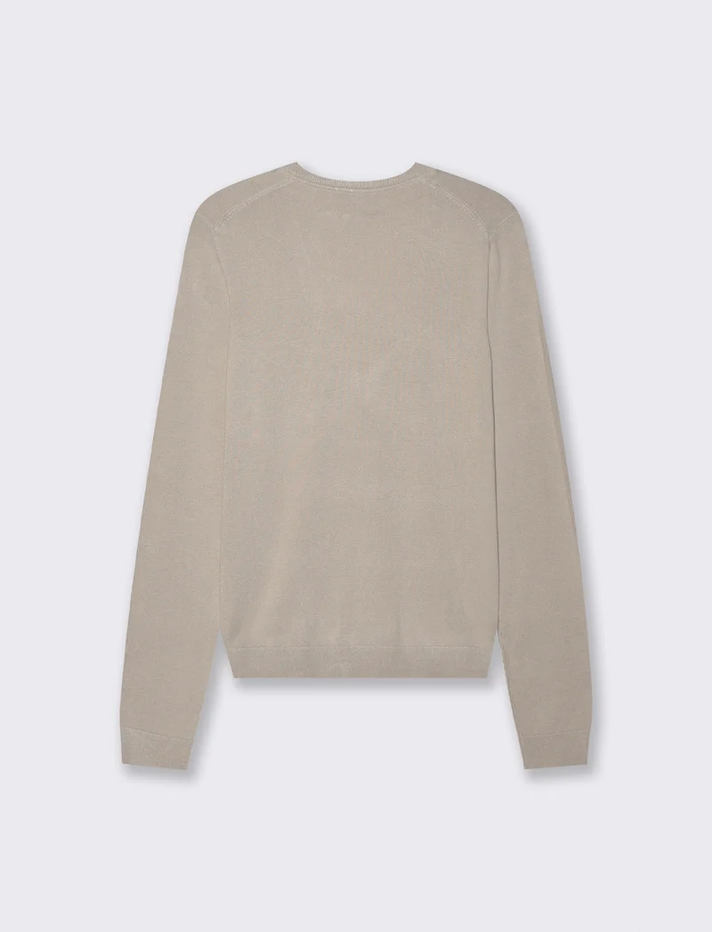 Maglia Manica Lunga Scollo a V - Beige grano