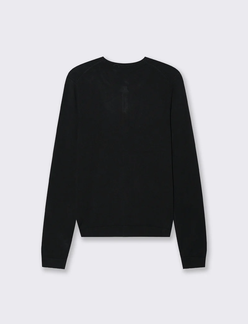 Cardigan Basico con Bottoni e Maniche Lunghe - Nero