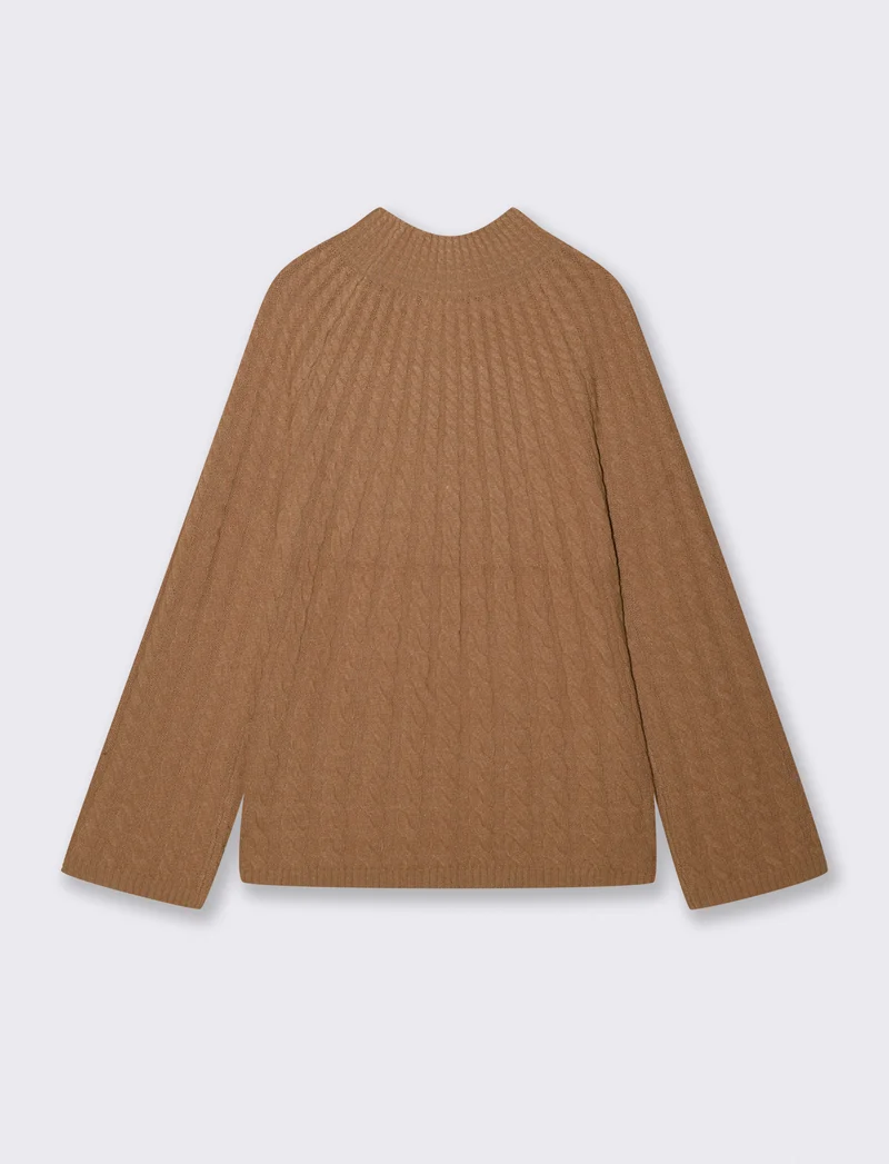 MAXIPULLOVER A TRECCE - Cammello