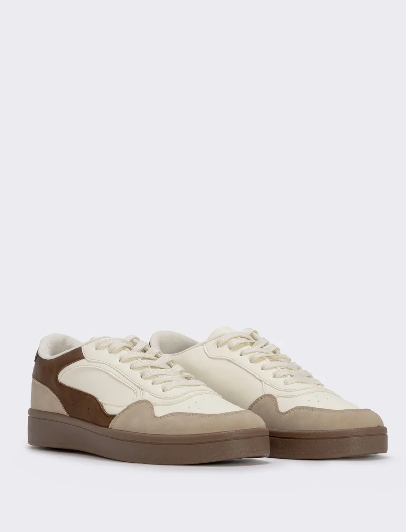 Sneakers beige multielementi da uomo - Beige