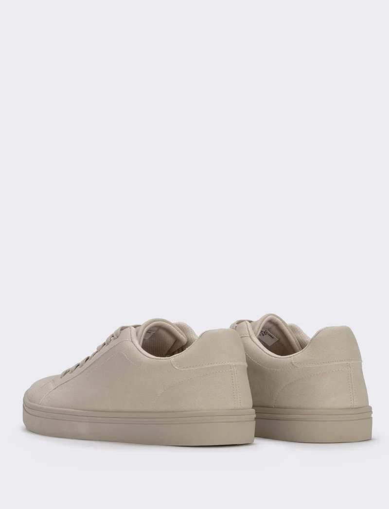 Sneakers minimal da uomo in poliuretano - Beige