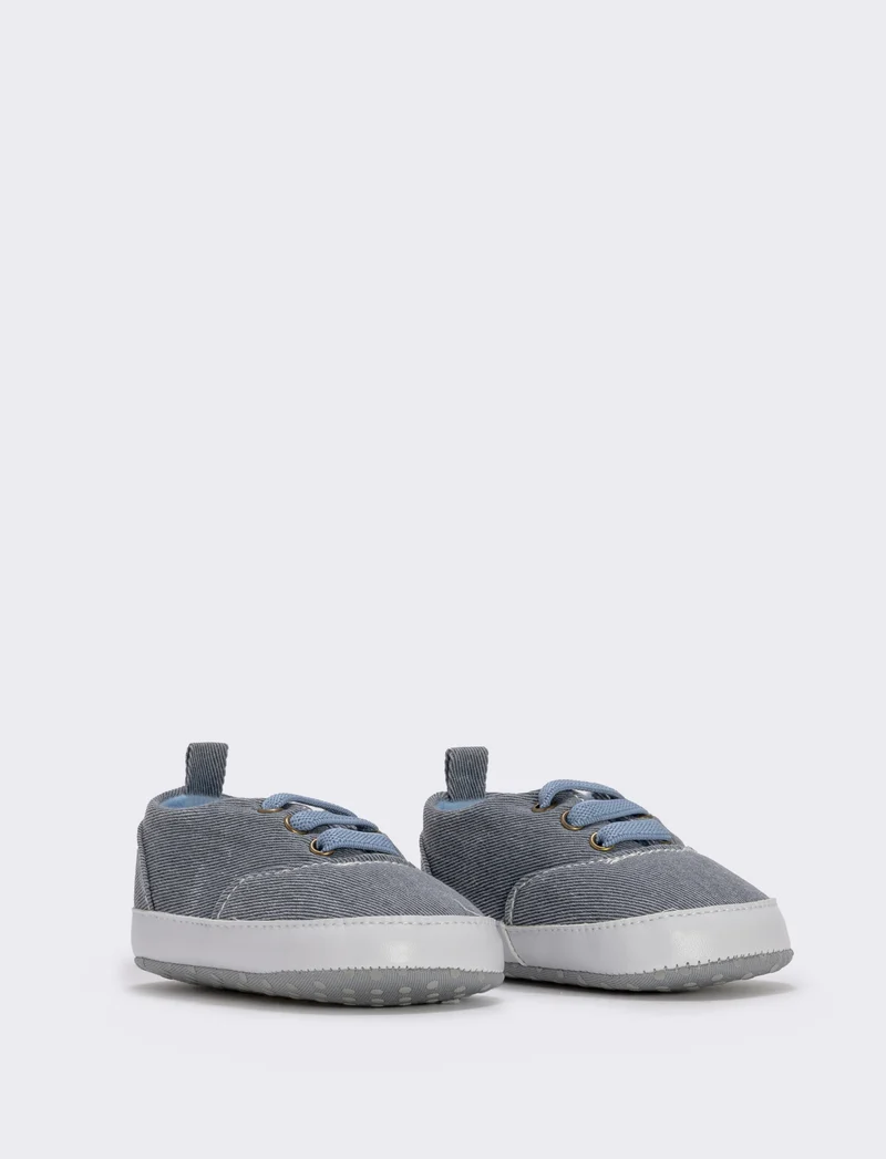 Scarpa in denim per neonato con lacci - Denim
