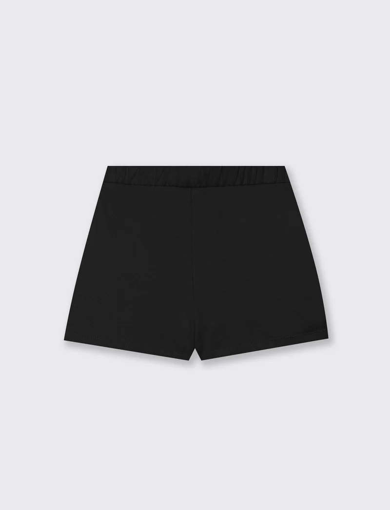 Shorts in felpa da bambina con rouches - Nero