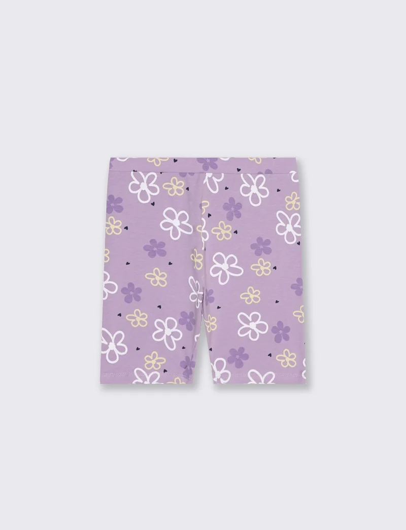 Leggings corti da bambina in cotone - Lilla