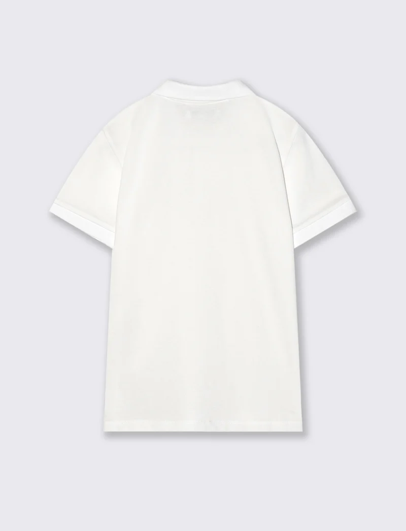 Polo mezza manica in cotone con ricamo - Bianco