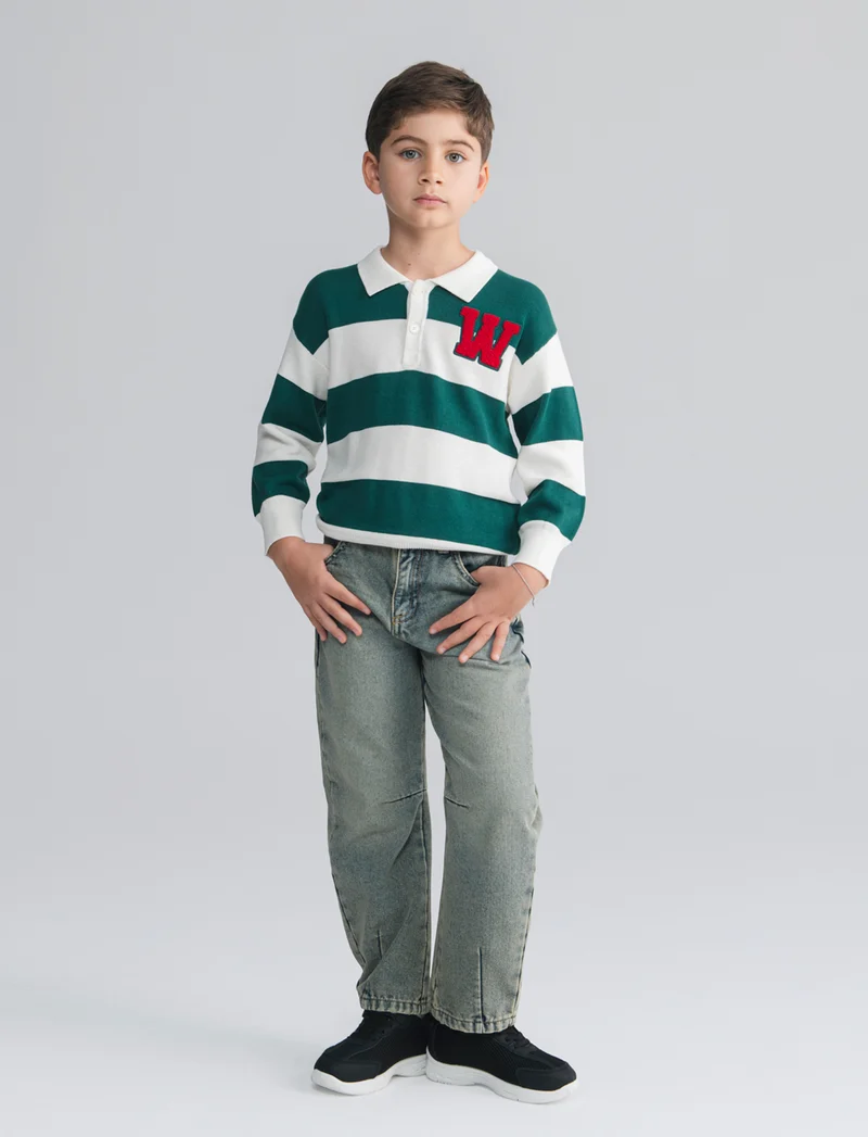 Jeans Over Size con Tache e Vita Regolabile - Denim