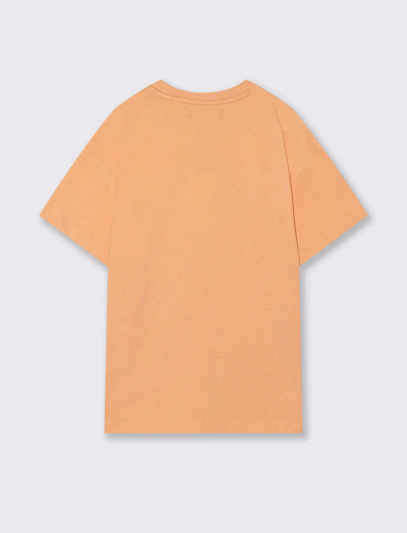 T-shirt loose in cotone estiva e trendy - Pesca