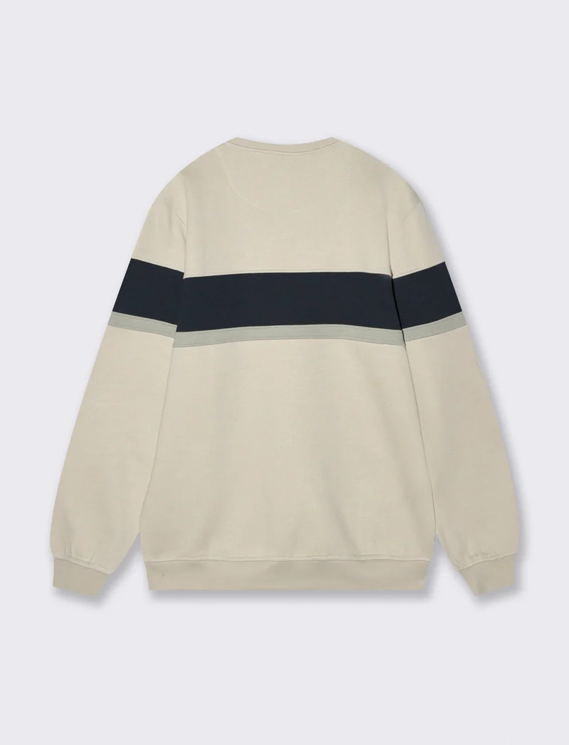 FELPA CON RICAMO E FASCIA CONTRASTO - Grigio ghiaccio