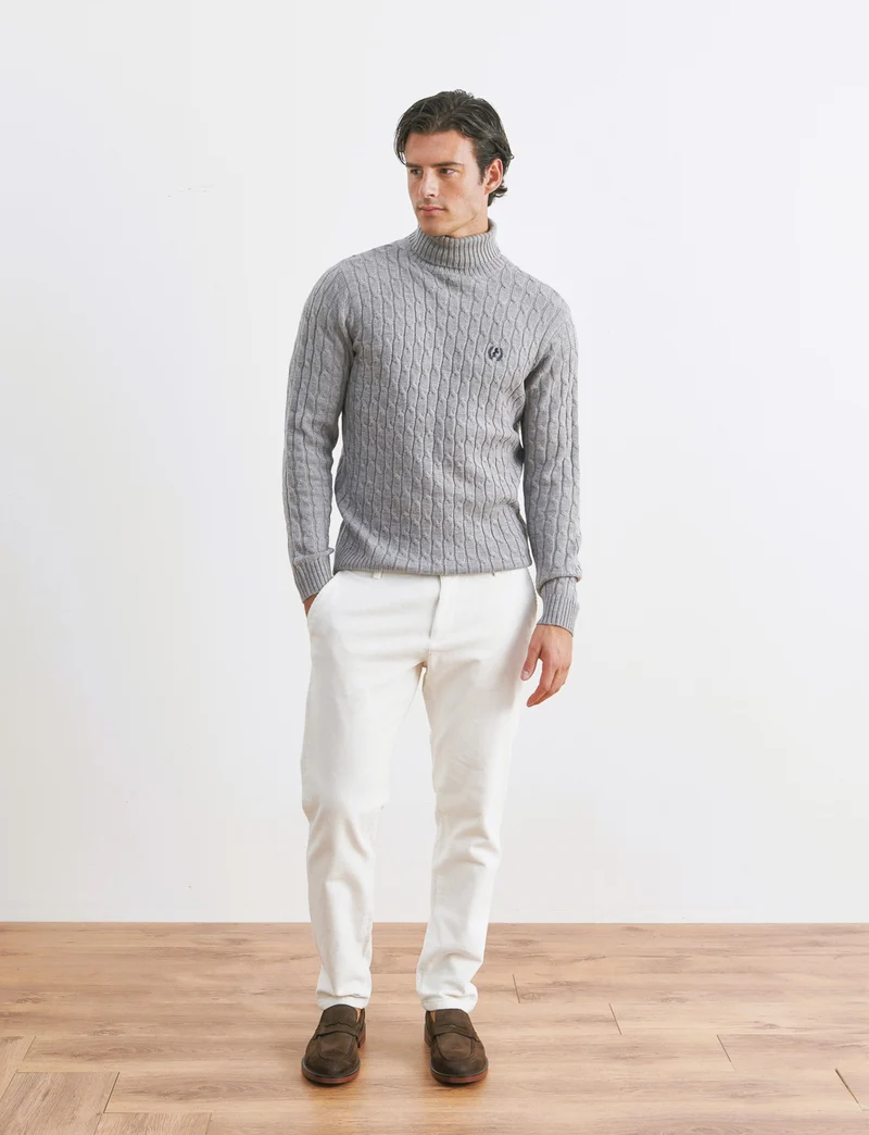 PANTALONI CHINO IN VELLUTO - Bianco