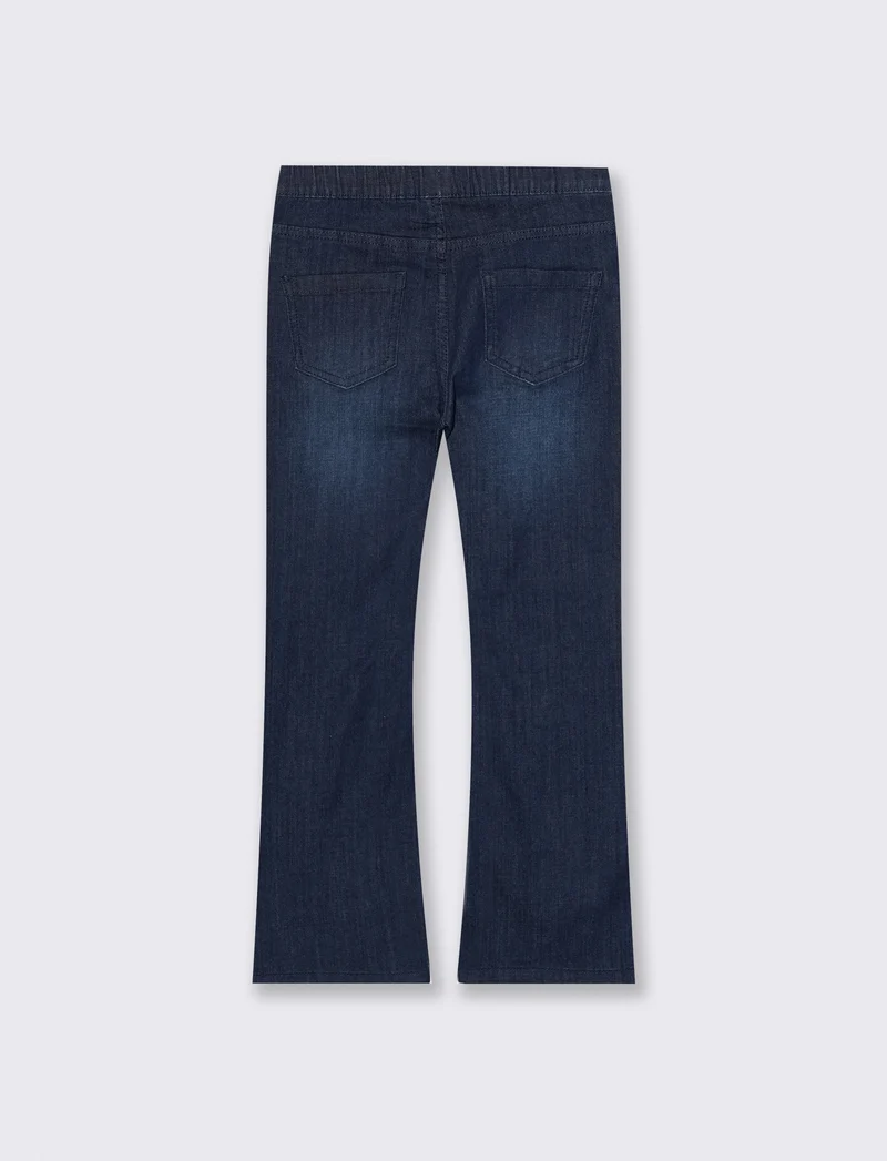 Jeans flare da bambina in denim elastico - Denim