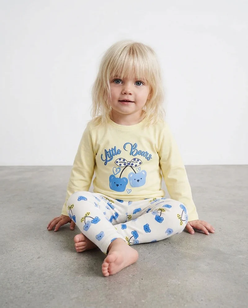 Set t-shirt e leggings con stampa all over - Giallo