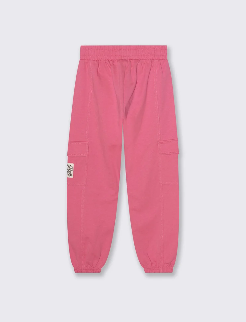 Pantalone in felpa da bambina con tasconi - Rosa big bubble