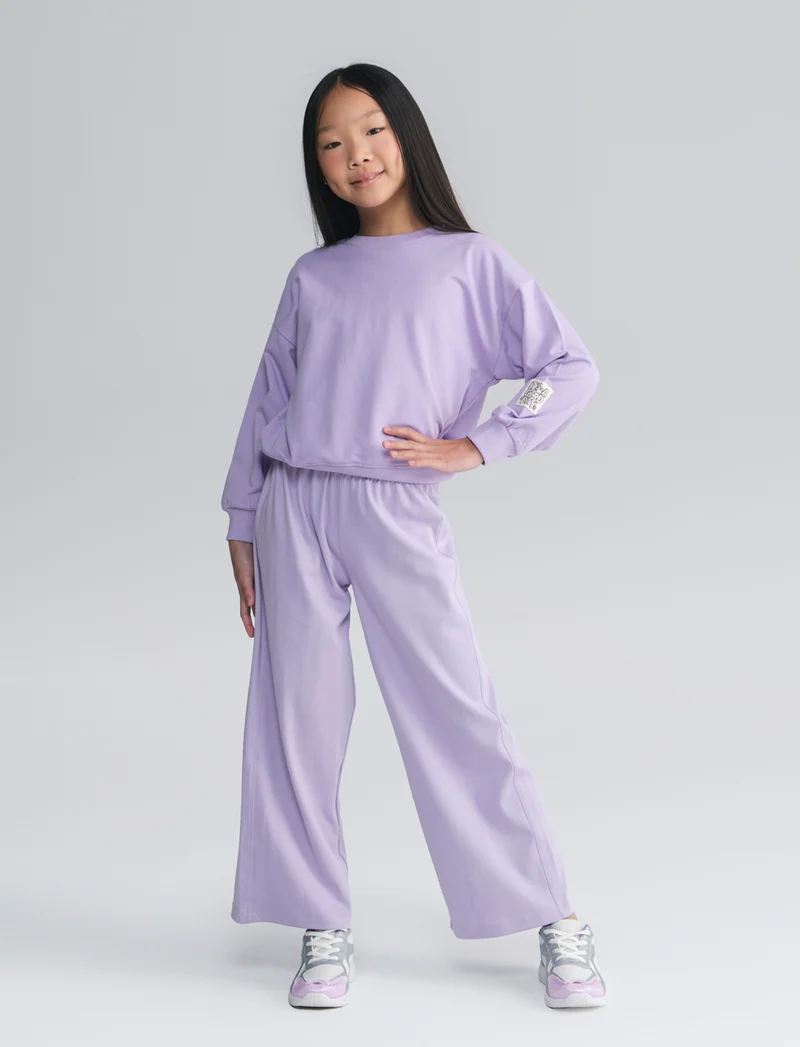 Felpa girocollo regular per bambina - Lilla