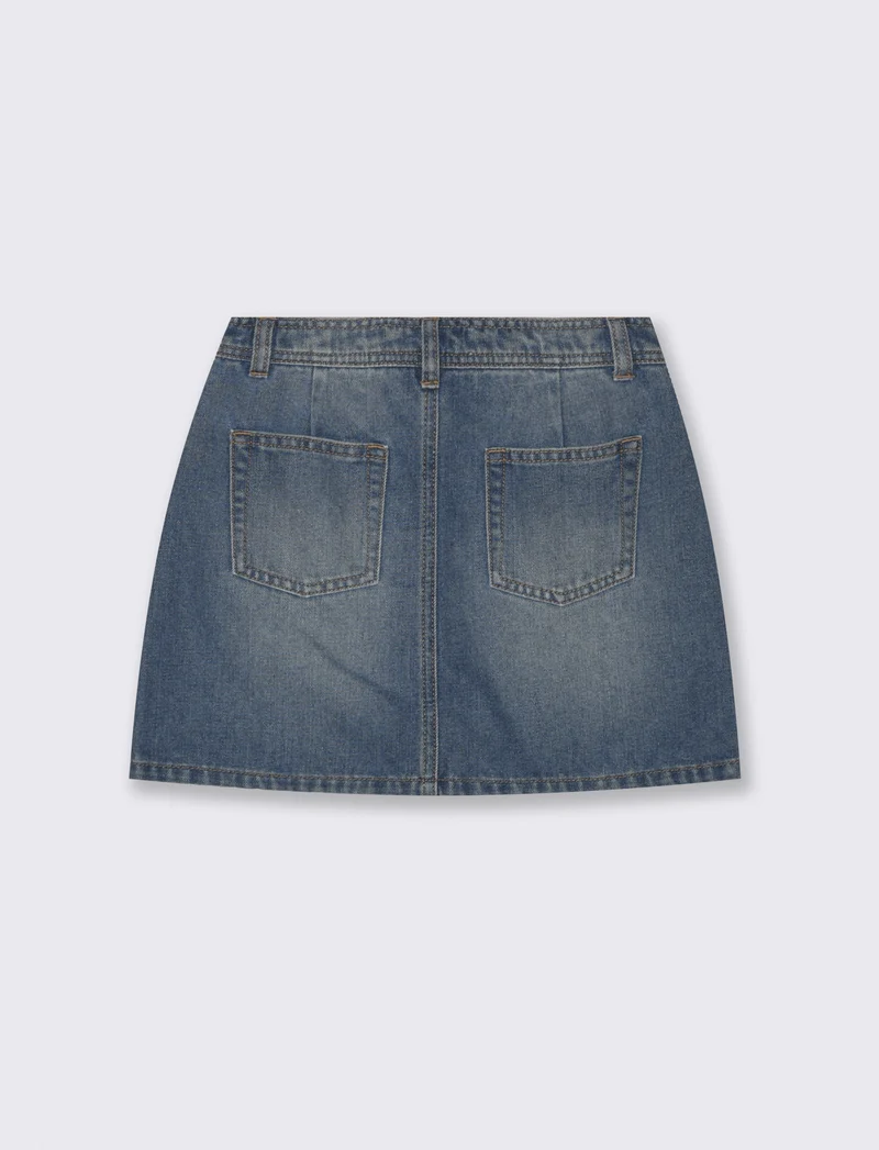 Gonna in denim con tasche e bustino - Denim