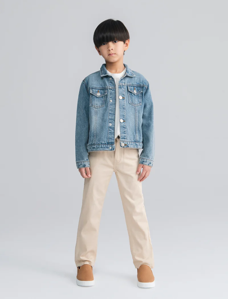 Giubbotto di jeans con tasche e pince - Denim