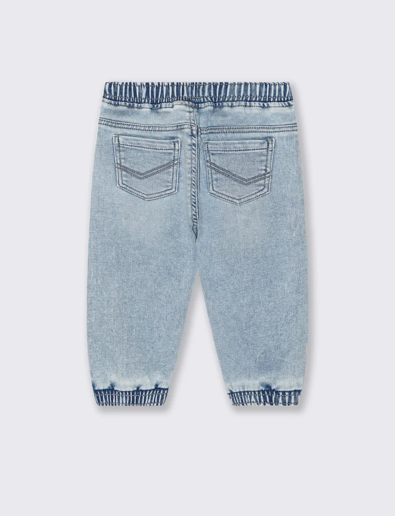 Jeans ampi con coulisse ed elastici - Denim chiaro