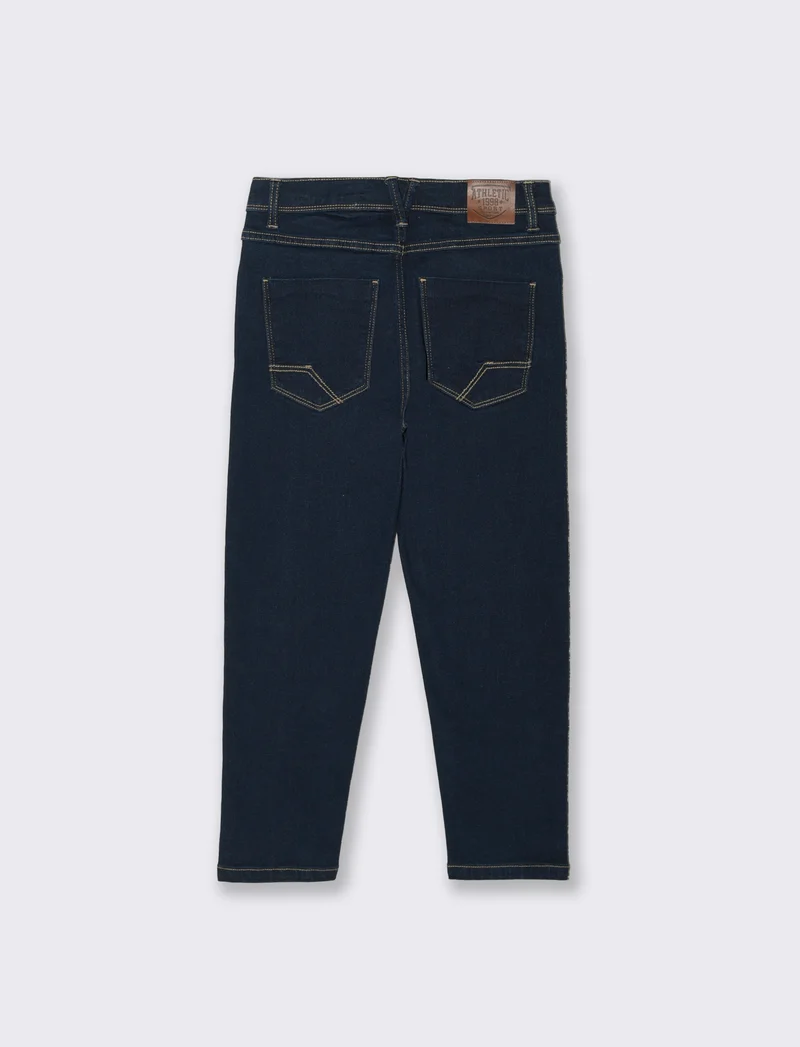 Jeans 5 tasche con vita regolabile - DENIM SCURO