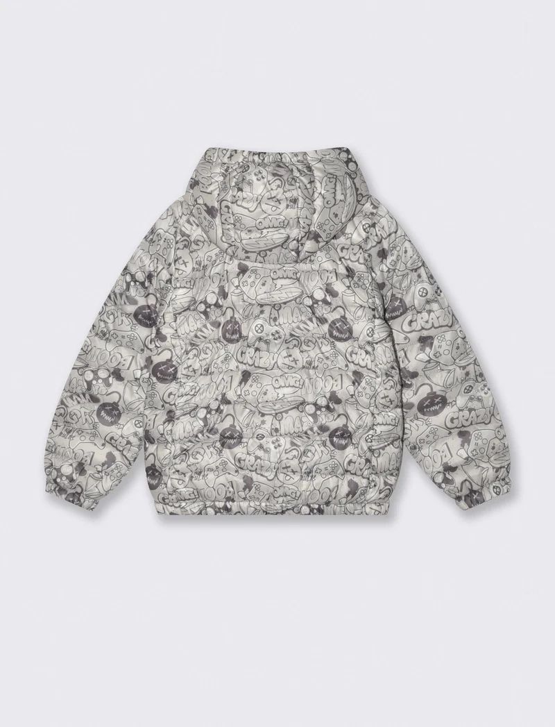 Giubbotto leggero con cappuccio e zip - Grigio