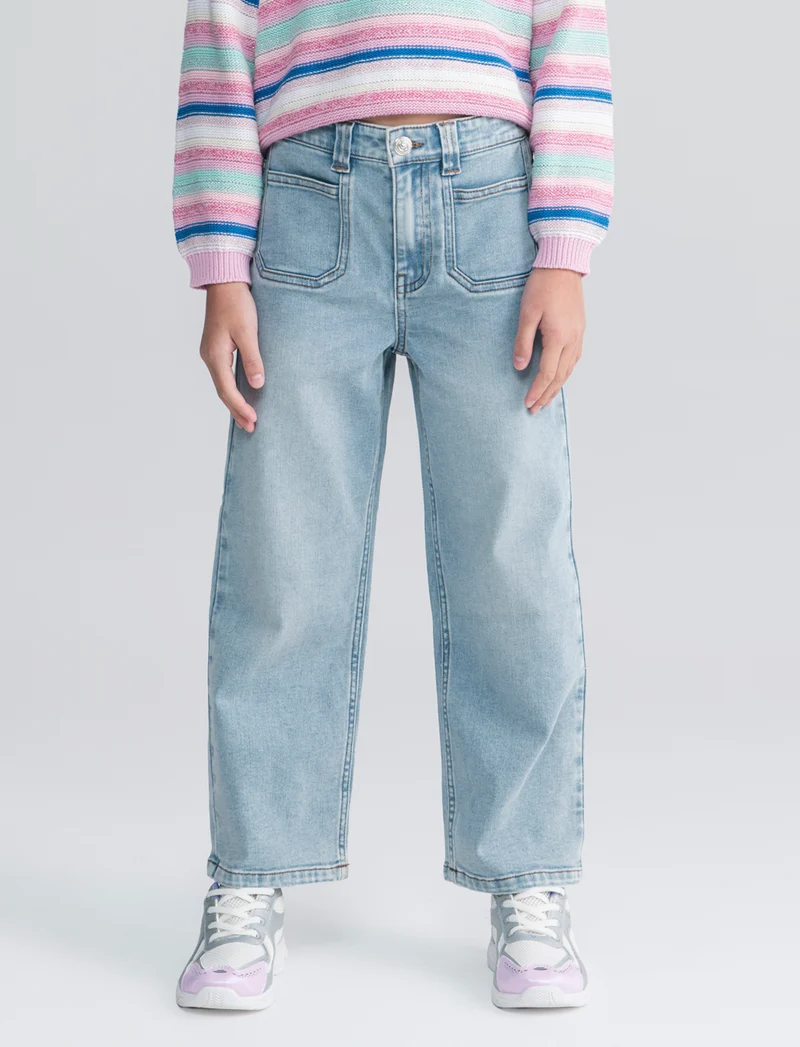 Jeans elastico wide leg per bambina - Denim chiaro