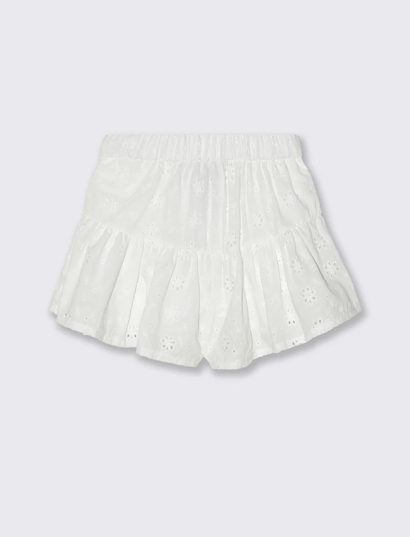 Short in pizzo san gallo con nodo. - Bianco