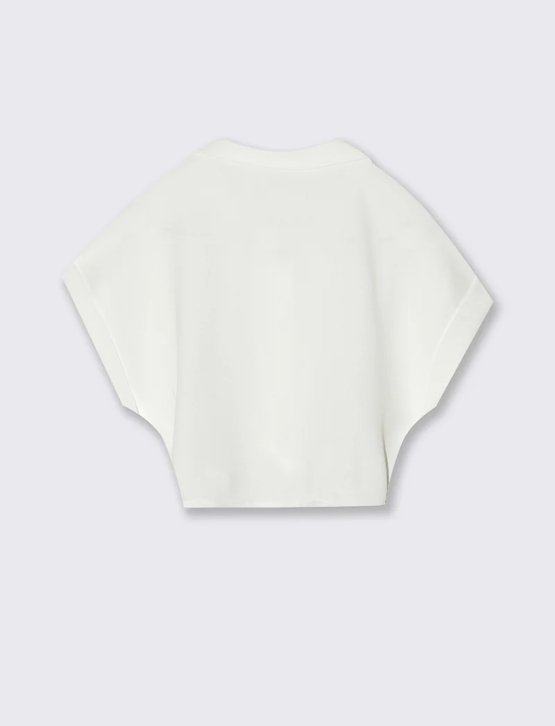 Camicia cropped con nodo. - Bianco
