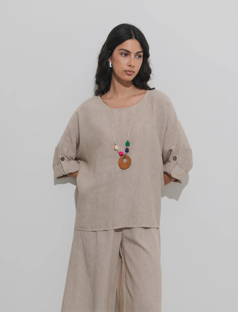 Casacca over con collana - Beige