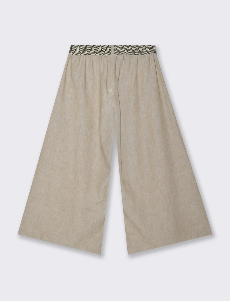 Pantalone largo con cintura - Beige