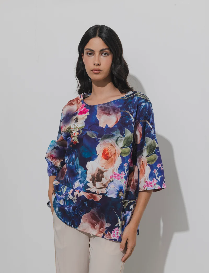 Tshirt stampata in cotone - Blu