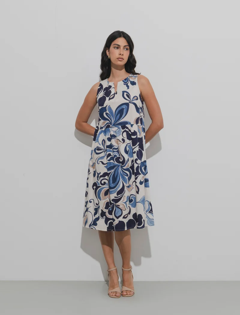 Vestito in cotone stampato - Beige