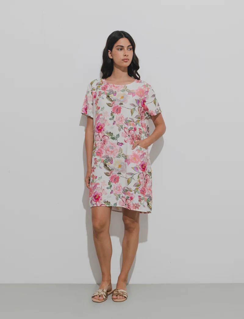 Vestito in cotone stampato - Rosa