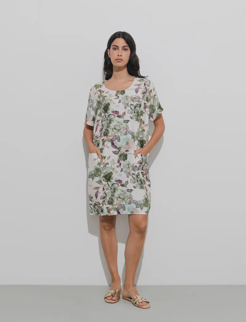 Vestito in cotone stampato - Verde