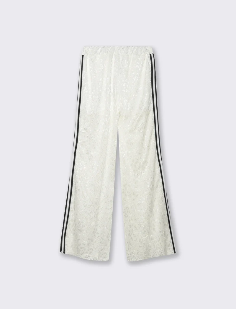 Pantalone in pizzo con bande laterali - Bianco
