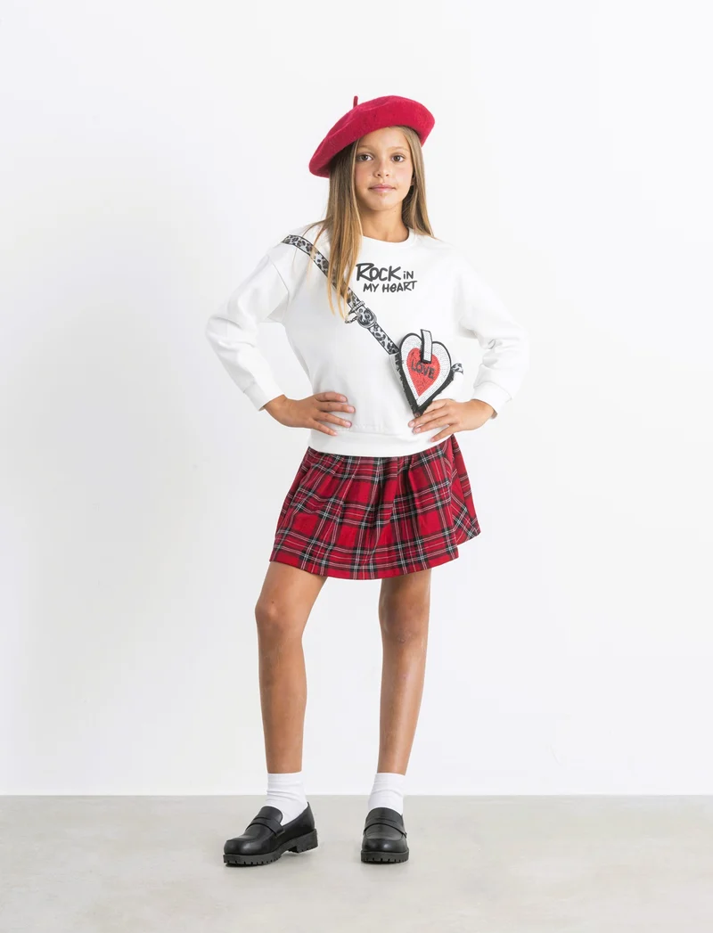 Gonna a pieghe da bambina quadri - Fantasia