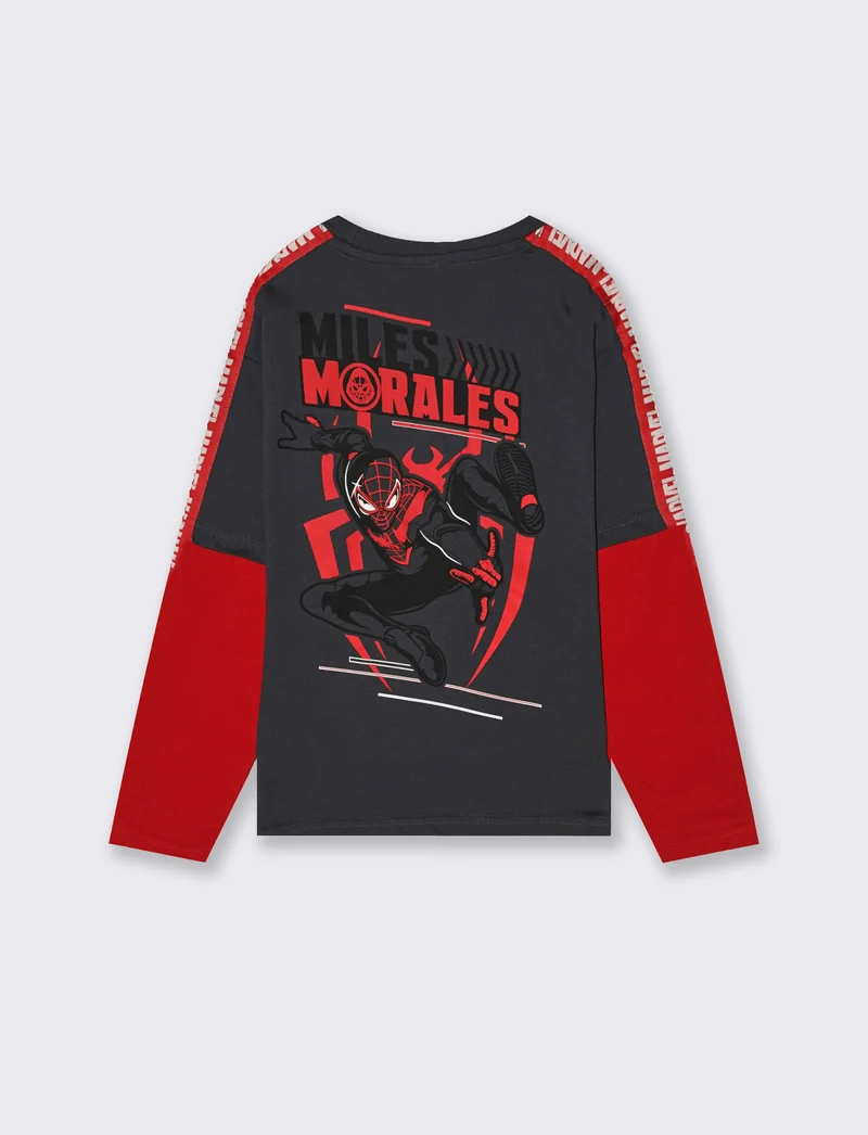T-SHIRT FINTA MEZZA MANICA SPIDERMAN - Grigio piombo